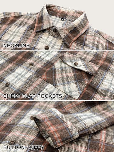Image of JEMLDL Mens Flannel Plaid Shirts Jackets | Button Down, 1 Pocket, Collared Neck, 7 Button, Casual Shackets