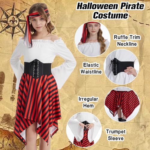 Image of DARFULA Girls Pirate Costume Kids Pirate Dress Outfits