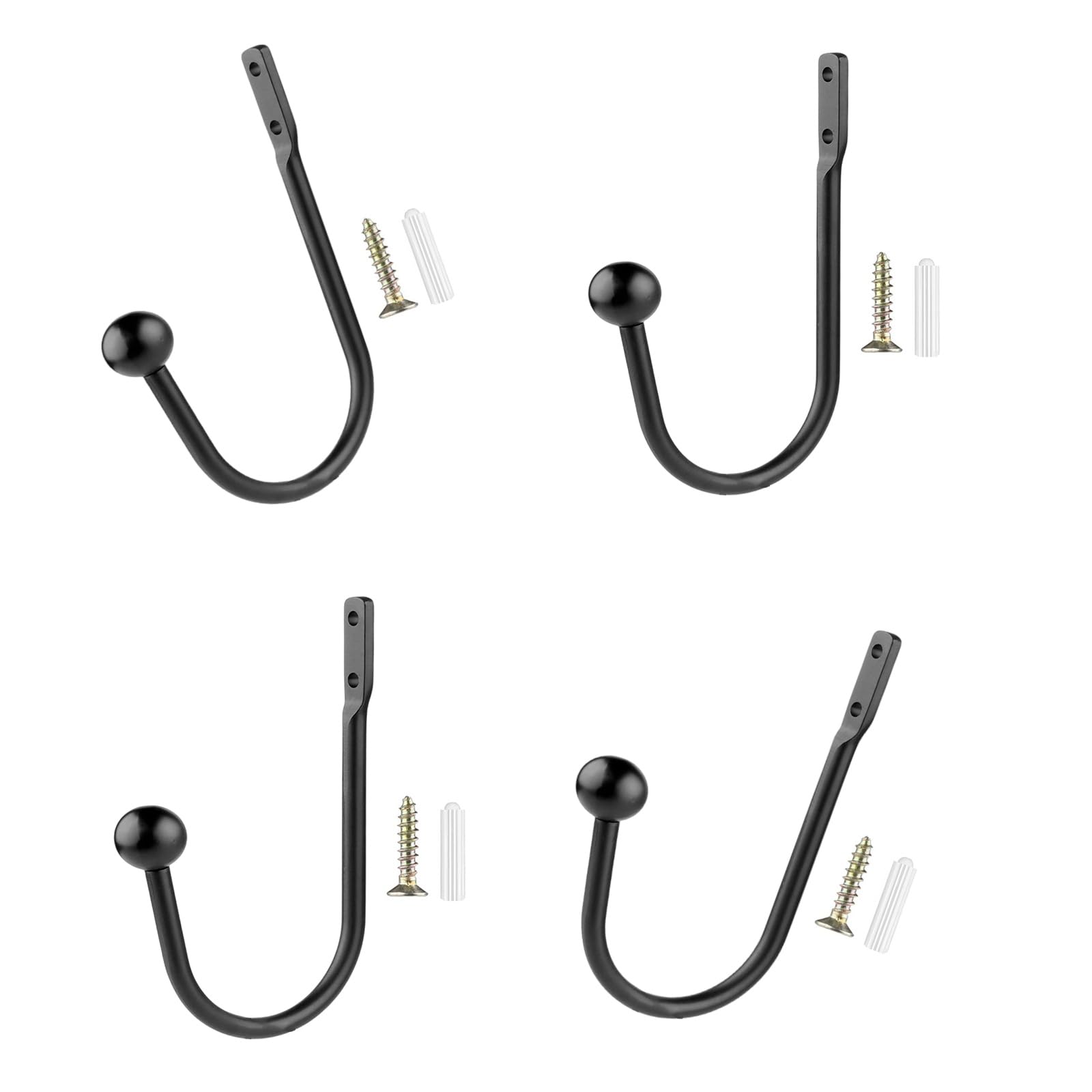 Tsophreniq A 2 / 4Pcs Black Curtain Wall Hook Multipurpose Sturdy Luminum Lloy Holdbacks For Modern Home Nd Hotel Interior Curtain Holdbacks
