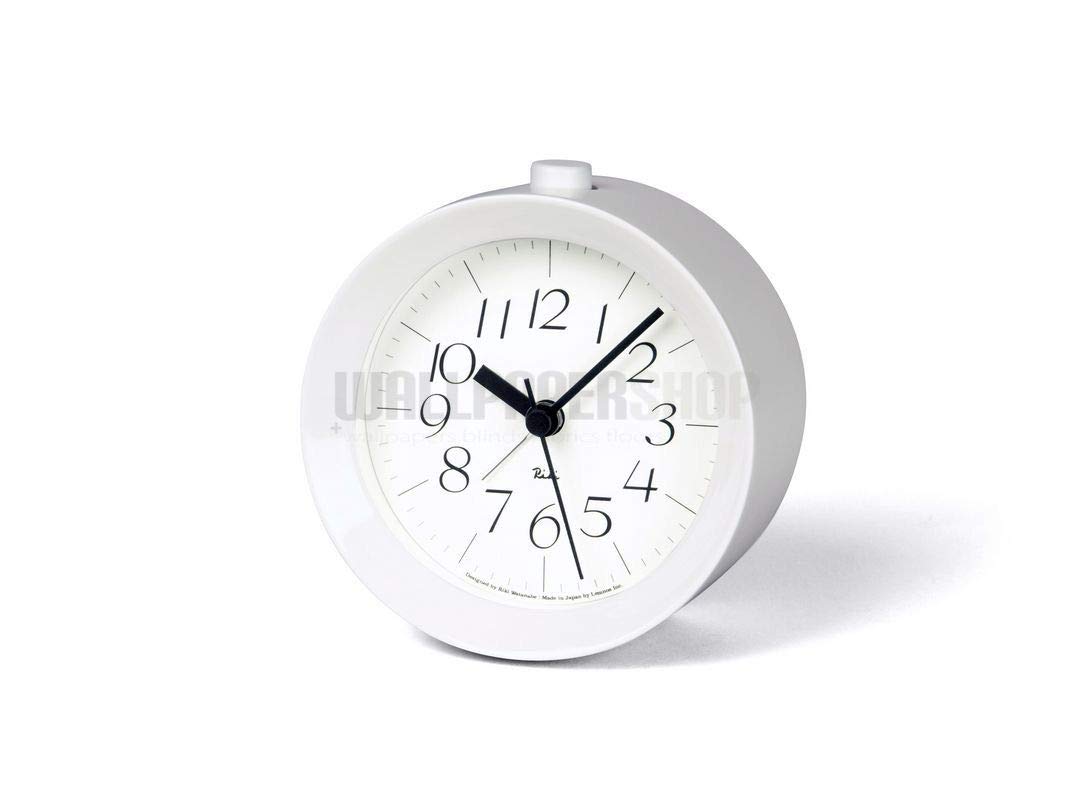Lemnos Wecker Riki/Designer Wecker Analog ohne Ticken/Reisewecker in japanischer Qualität/analoger Wecker ohne Ticken/Wecker batteriebetrieben mit Snooze & Licht – Farbe Weiß