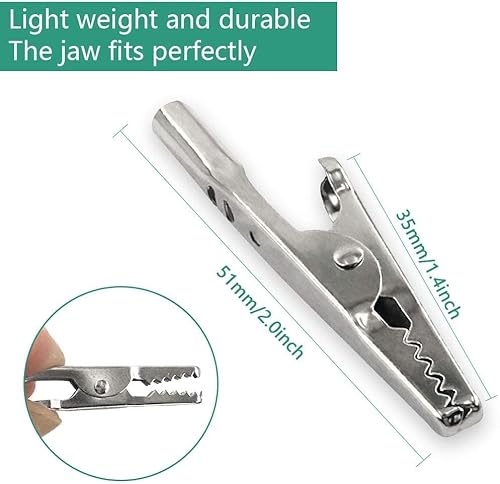 Miniatura 5 de 25 abrazaderas de resorte de clip de cocodrilo de metal de 2.008 in, línea de prueba, clip de cocodrilo, pinzas de cocodrilo plateadas, abrazaderas