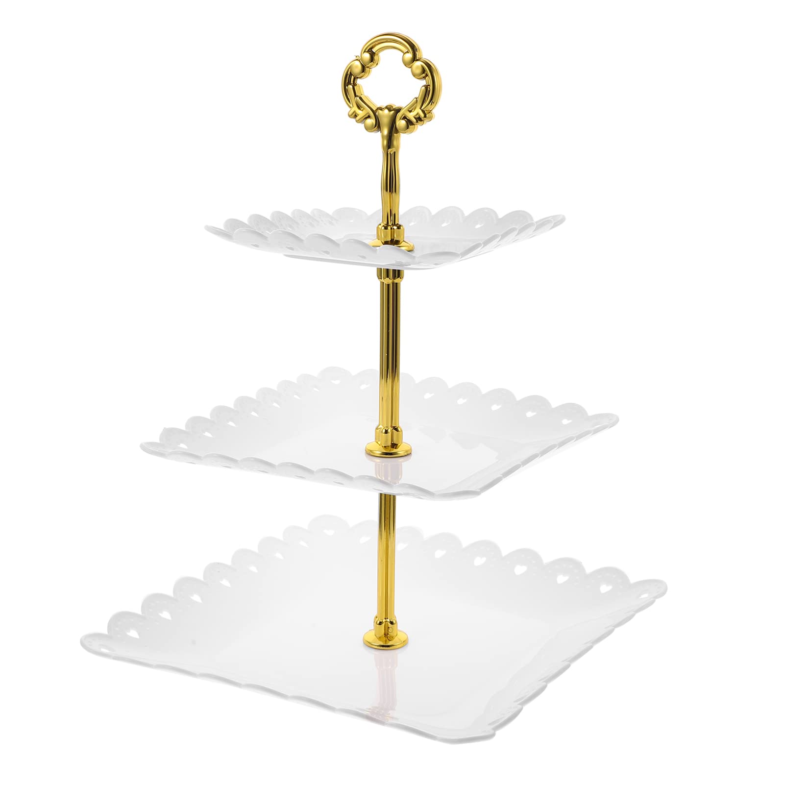 STOBAZA Dessert Plate Cupcake Tier Stand Cupcake Stand Tiered Cupcake Tower Cupcake Holder Wedding Cake Stands Snacks Serving Plates Cup Cake Stand 3 Tier Serving Tray Abs White re-usable