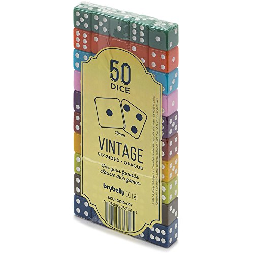50-Pack Solid 6-Sided Game Dice, 10 Sets Of Vintage Colors, 16Mm Dice For Board Games And Teaching Math By Brybelly #TOP6