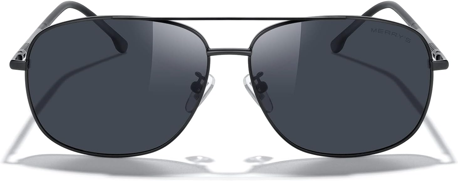 MERRY'S Rectangular Polarized Sunglasses for Men Classic Driving Shades UV400 Protection