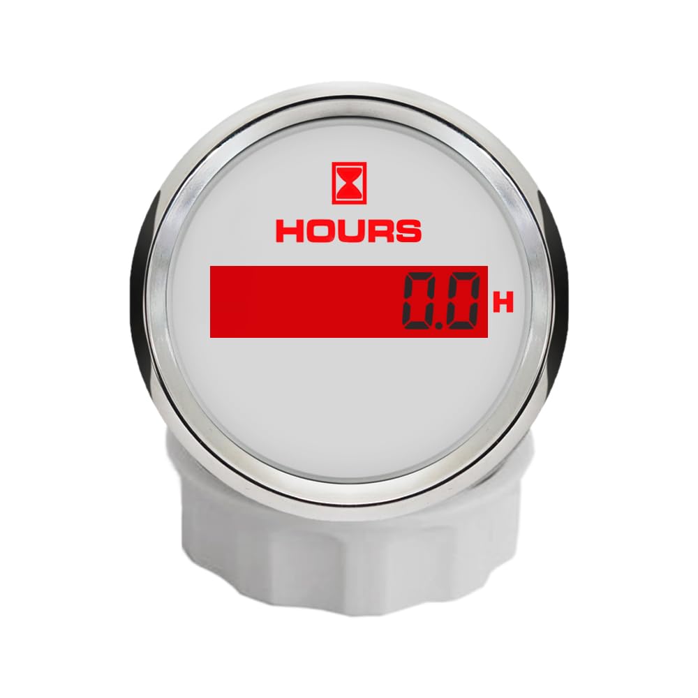 ELING Compteur d'heures numérique 52 mm - Compteur d'heures de fonctionnement avec rétroéclairage 8 couleurs - 12 V 24 V - Pour voiture, moto, bateau