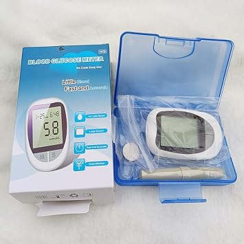 Blood Glucose Monitor Kit, High Accuracy Blood Sugar Test Kit with 50 Glucometer Strips, 50 Lancets, 1 Lancing Devices Diabetes Testing Kit, No Coding Required, Travel Size 1 Unit+50pcs Strips