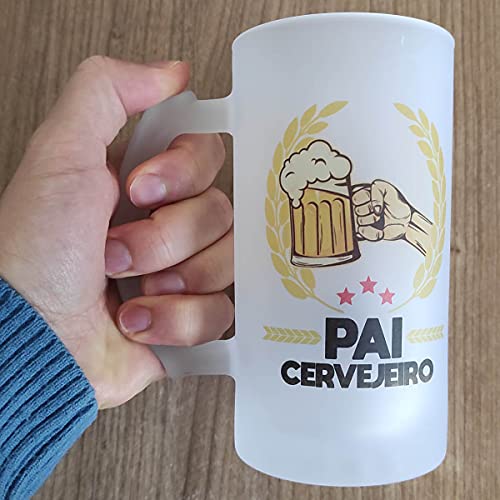 Caneca de Chopp Pai Cervejeiro Presente Criativo cor:Branco