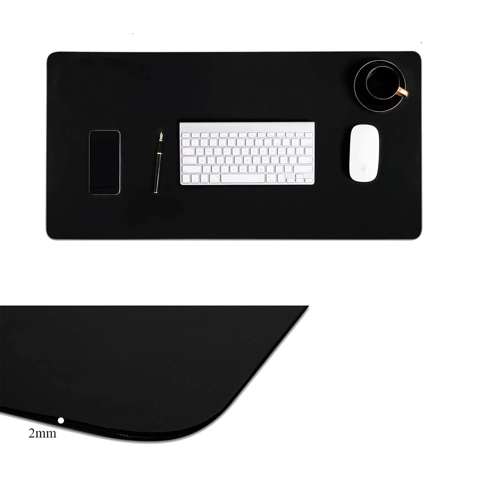 Dual-Sided Multifunctional Office Desk Pad, Waterproof Desk Mat Protector Leather Desk Pad Large Desk Pad For Keyboard And Mouse Black Red 80144 - View #7