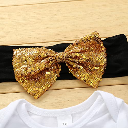 Xfglck Newborn Baby Girls New Year Outfit Long Sleeve Romper+ Black Mesh Tulle Tutu Skirt +Legging Warms Set (My 1St New Year, 0-3 Months) #TOP4