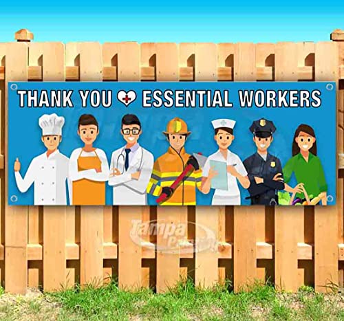 Thank You Essential Workers Group Banner 13 oz | Non-Fabric | Heavy-Duty Vinyl Single-Sided With Metal Grommets