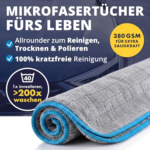 LICARGO Mikrofasertücher Auto 6er-Pack - Fusselfrei und Saugstark - 380 GSM – Ansicht 2