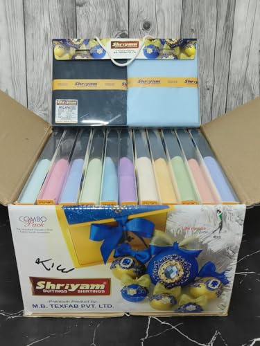 Image of Shriyam Unstitched Plain Shirt and Trouser Fabric Combo Gift set - Cotton Blend Material - 2.25m Shirt Cloth - 1.20m Pant Cloth