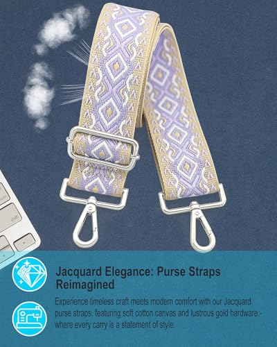 Image of Silvery Purse Straps Replacement Crossbody - Guitar Strap for Purse Crossbody