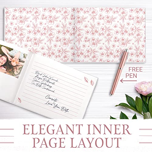 Floral Wedding Guest Book, Wedding Guestbook With Gold Pen, Guest Book Wedding Rose Gold Stamping, Bridal Shower Guest Book Rose Gold Paper Edge, Wedding Guestbook Alternative, Guestbook Wedding #TOP3