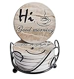 Plant Coasters for Drinks Absorbent with Holder,Set of 6 Plant Drink Coasters,4 Inches Table Office Drink Coasters for Housewarming Gifts Home Bar