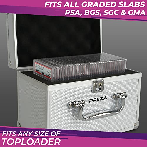Preza Trading Card Case - Small And Compact Graded Card Storage Box Display For Sports Card Collection Compatible With Psa And Bgs (Silver) #TOP3