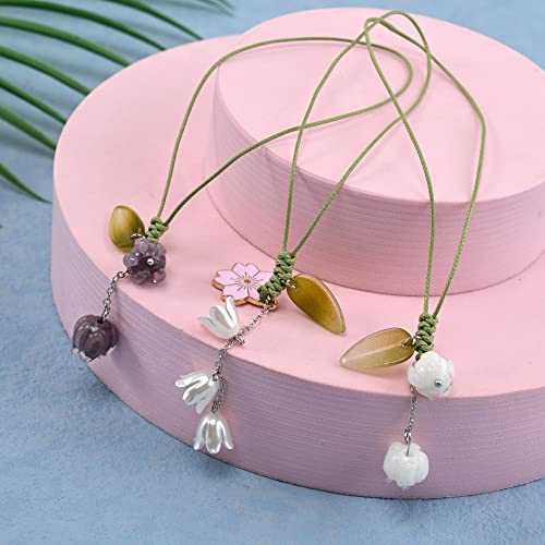 Iuaqdp 3 Pieces Flower Cell Phone Charm Strap, Cute Tulip Hanging Pendant, Floral Keychain String Ornament For Mobile Phone Car Key Purse Backpack Wallet Headphone Decoration Women Girls #TOP6