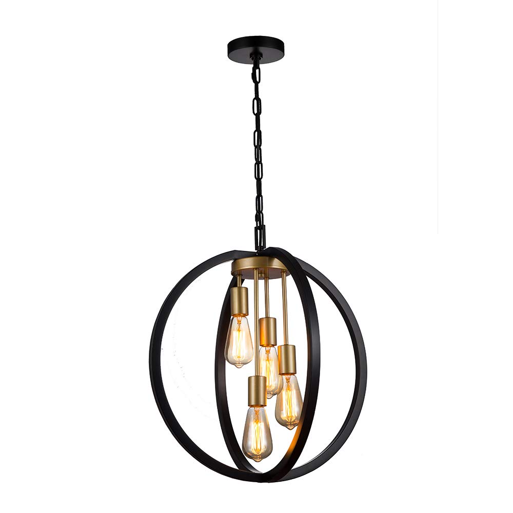 Buy Jinzo 20" Black and Gold Rustic Chandelier 4Lights Globe Farmhouse
