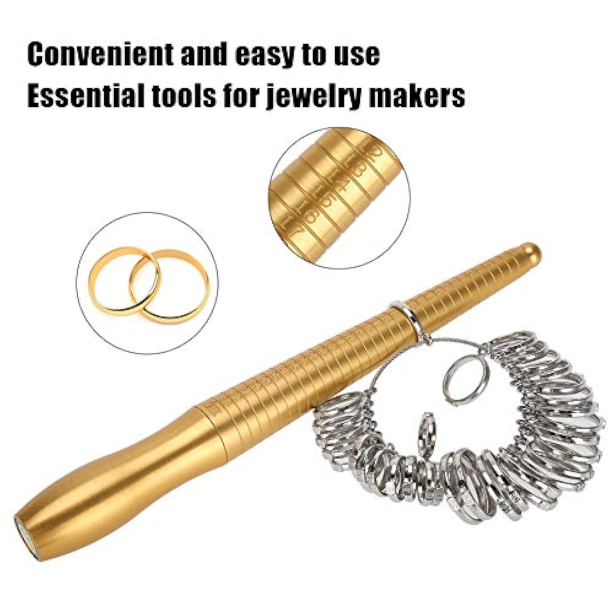 Portable Metal Ring Mandrel and 3 Pcs Ring Gauge Sizers