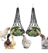 LeerKing Chicken Vegetable Bag Fruit Treat Snack Holder Hanging Feeder Coop Feeding Tool for Hens...