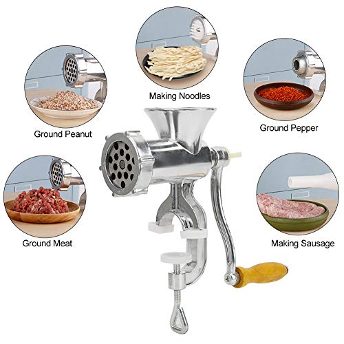 Moedor manual de carne, moedor de manivela de aço inoxidável, processador de carne, máquina de moer