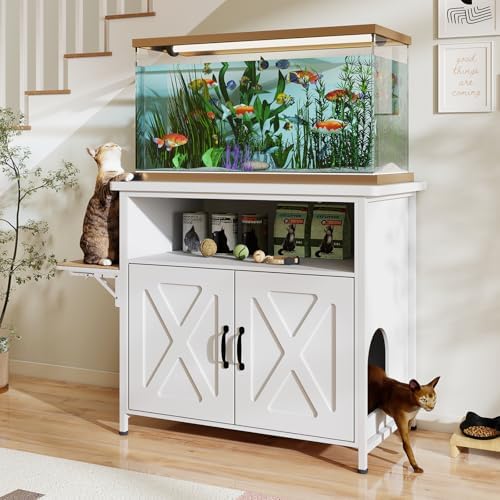 Verano Garden 40-50 Gallon Fish Tank Stand with Hidden Cat Litter...