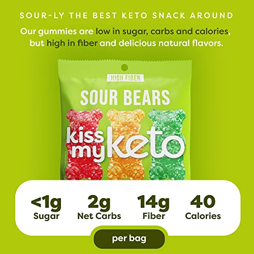 Kiss My Keto Gummies Candy – Low Carb Candy Sour Bears, Keto Snack Pack – Healthy Candy Gummys – Vegan Candy, Keto Gummy Candy – Keto Candy Gummies (8-Pack) #TOP1