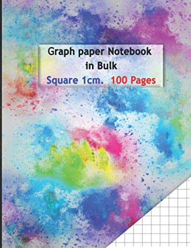 Graph paper Notebook in Bulk Square 1cm. 100 Pages: With Squared ( 1mm/ Squares ) Composition Notebooks Journals Quad Square Notepads Books 8.5 X 11 ... notes cover Full color Art Pattern design