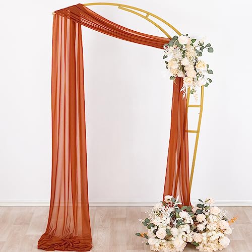 Image of Socomi Terracotta Sheer Wedding Decor Fall Draping Fabric 29 inch x 20Ft 1 Panel Arch Outdoor Curtain Drapes Extra Long for Bridal Baby Shower Birthday Party Decor