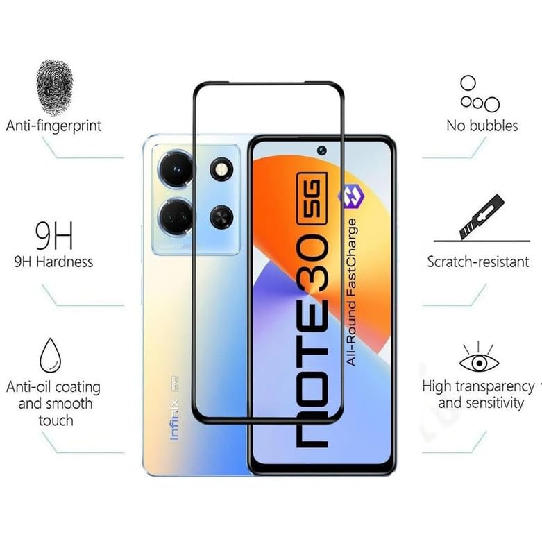 Image of Tempered Glass Screen Protector For Infinix Note 30 5G / Redmi 12 / Redmi 12 5G with Easy Installation kit