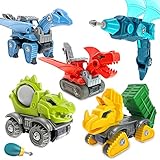 Timi&Hebe Take Apart Dinosaur Construction Trucks Toys for 3 4 5 6 7 Year olds for Kids 3-8 STEM...