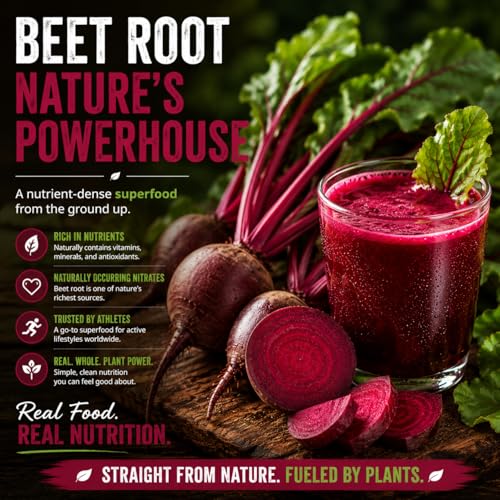 Image of Organic Muscle Superfood Reds Powder Supplement | USDA Certified Organic Beet Root, Acai, Pomegranate | Caffeine-Free Energy, Antioxidants, Vegan | Berry Flavor, Non-GMO, 30 Servings