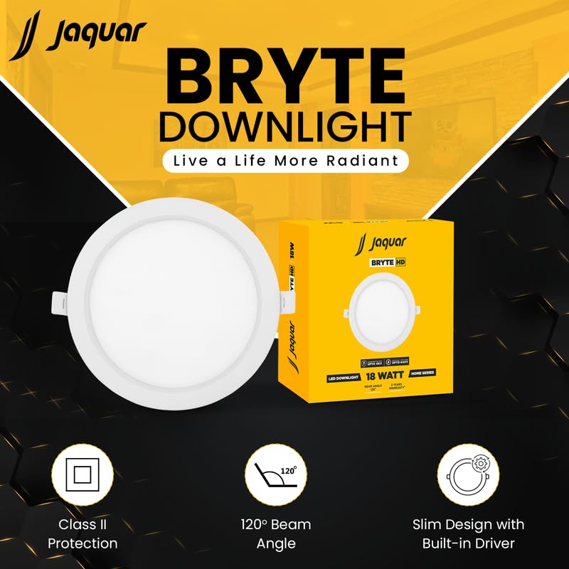 Image of Jaquar 18W Bryte Slim Downlight Cool White with Aluminum Housing-Built-in Driver | High Lumens | Slim Design | 2-Year Warranty | Easy and Quick Installation | Pack of 2