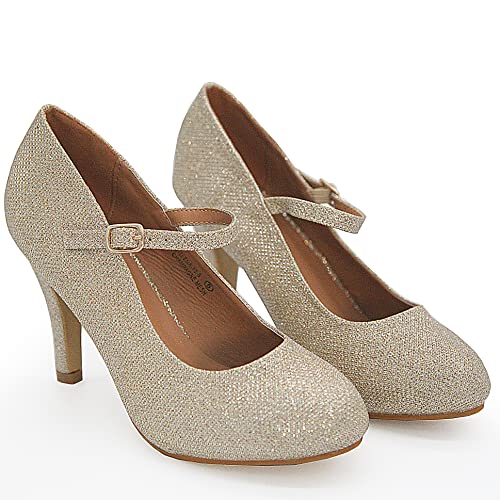Bella Marie Helena Vintage Retro Mary Jane Round Toe Mid Heels Dress Work Pump2