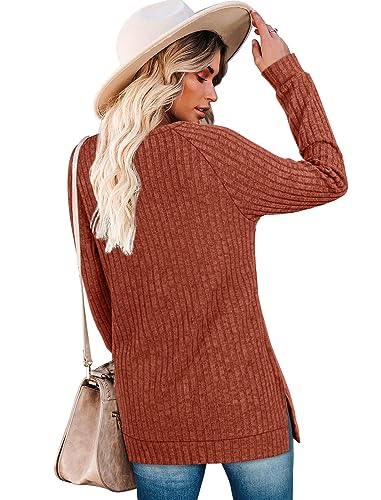 Bofell Long Sleeve Shirts for Women Lightweight Button Decor Tunic Tops Side Split4