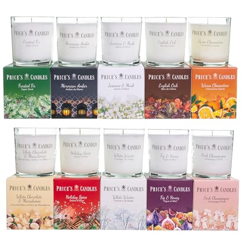 Price’s Candles Luxury Jar Candle Set of 10 | Long Burning Scented Jar Candles for Home Fragrance | Assorted Decorative Candle Jars for Relaxing Ambience | Lovely Gift for Any Room & Occasion
