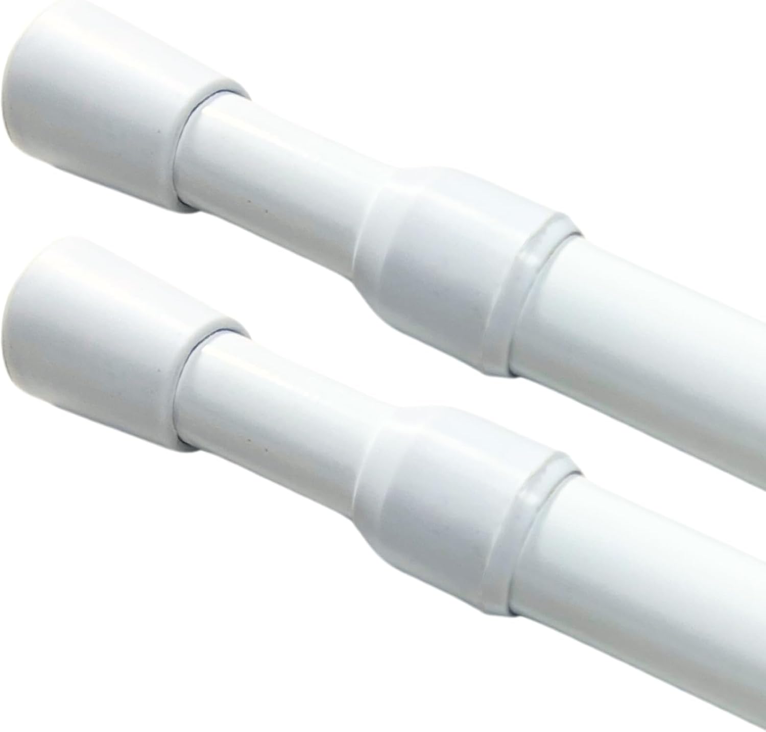 Cayton Spring Tension Rods, 2pcs Shower Curtain Rod Adjustable 41 to 75 Inches Diameter 0.87 Inches White Small Spring Tension Curtain Rod for Windows Bathrooms Wardrobes (White, 41-75 IN)