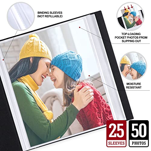Lanpn Photo Album 8X10 50 Pockets 2 Packs, Small Capacity Linen Cover Acid Free Slip Slide In Photo Albums Holds 50 Top Load Vertical Only 8X10 Pictures (Black) #TOP3