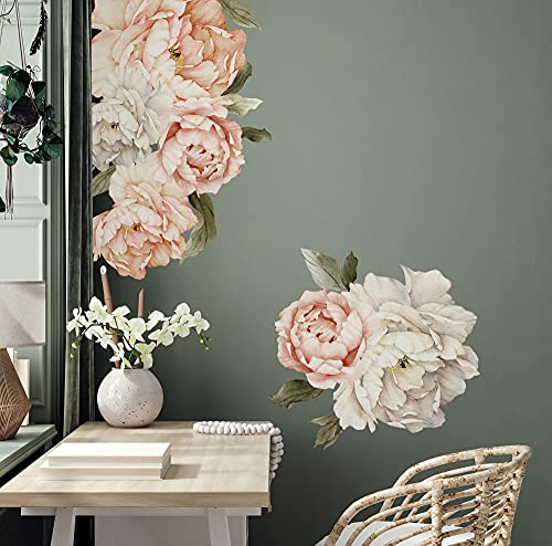 Murwall Peony Wall Decal Kids Floral Wall Sticker Watercolor Floral Removable Peel N Stick For Girls Peonie Wall Decals Childroom Livingroom #TOP3
