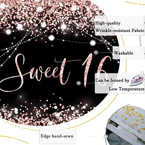Fondo para fiesta Sweet 16 en negro y rosa 7x5ft miniatura 7