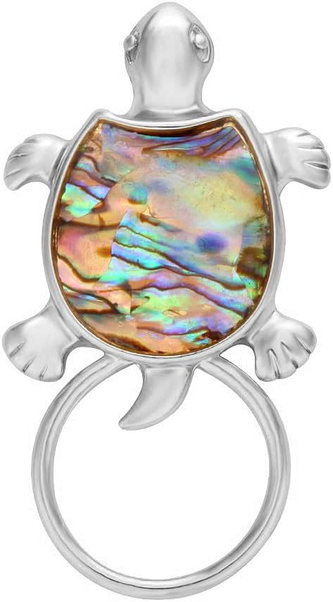 Gold Sea Turtle Natural Abalone Shell Clip Eyeglass Holder Brooch Jewelry