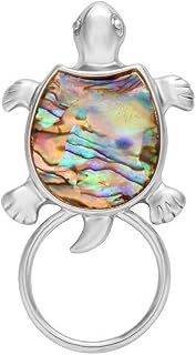 Gold Sea Turtle Natural Abalone Shell Clip Eyeglass Holder Brooch Jewelry