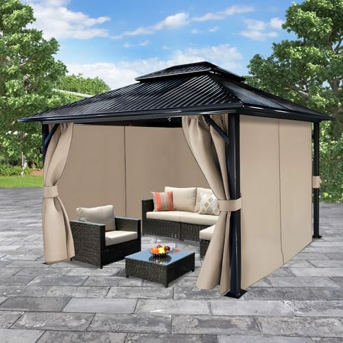 COWVIE 4-Panel 12' x 14' Gazebo Replacement Curtains, Patio Privacy Sidewalls with Double Zipper, Replacement for Outdoor Gazebo Canopy (Curtain Only) by COWVIE - Used condition - Image 8