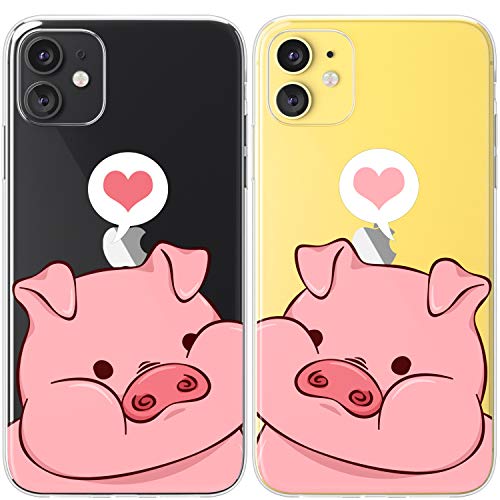 Mertak Couple Cases Compatible With Iphone 14 13 Pro Max 12 Mini 11 Se Xs Xr 8 Plus 7 6S Kawaii Animal Piglets Silicone Anniversary Matching Cute Pink Lightweight Bffs Flexible Best Friend Cover For 2 #TOP3