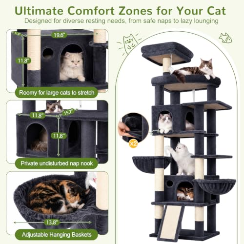 Image of Globlazer 81in Cat Tree for Large Cats, Extra Tall Tower, F81H, Dark Grey