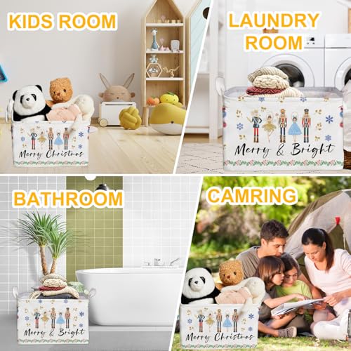 Image of Christmas Storage Basket with Handles, Nursery Organization, Waterproof Toy Box for Boys and Girls Room, Decor Rectangular Fabric Box for Clothes, Christmas Gifts Storage Box, Christmas Party Decor