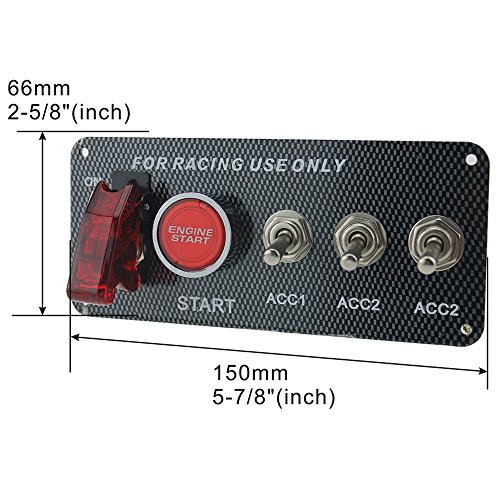 Welugnal DC 12V Ignition Switch Panel 5 in 1 Car Engine Start Push Button LED Toggle For Racing Car - Thumbnail 6