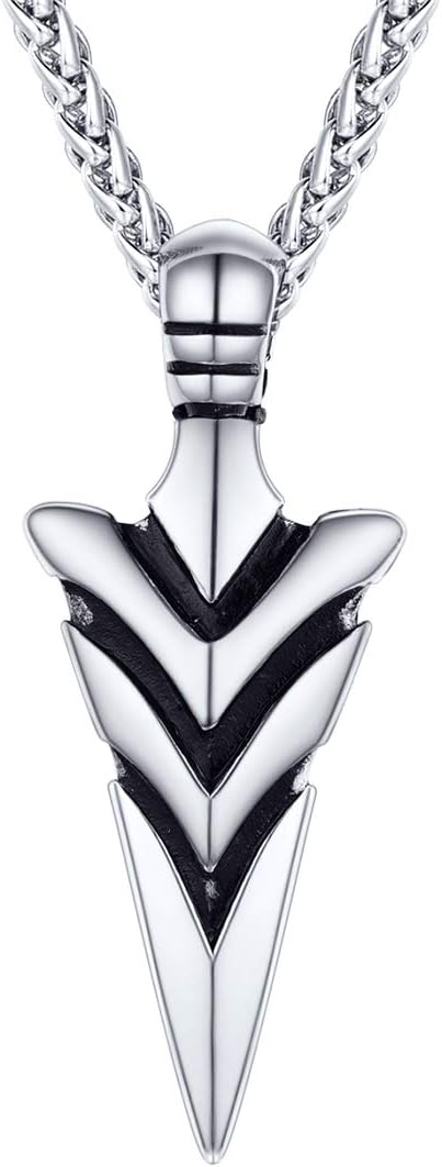 Men Rock Hip Hop Jewelry Stainless Steel 18K Gold Plated Spear Point Arrowhead/Wolf Teeth Pendant Necklaces 22"