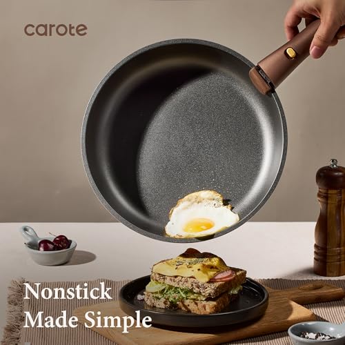 CAROTE 21pcs Pots and Pans Set, Nonstick Cookware Set Detachable Handle, Induction Kitchen Cookware Sets Non Stick with Removable Handle, RV Cookware Set, Oven Safe, Brown by CAROTE - Image 3