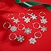 FAERLIIRY Christmas Wine Glass Charms Set of 9 Christmas Snowflake Wine Charms for Steam Glasses Markers Drink Identifiers Tags for Cups Festival Wines Tasting Party Supplies(Snowflake)